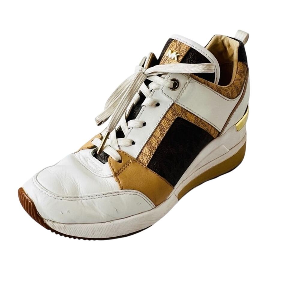 Michael Michael Kors Georgie Trainer MK Logo Hidden Wedge Sneakers 7.5 M Shoes
